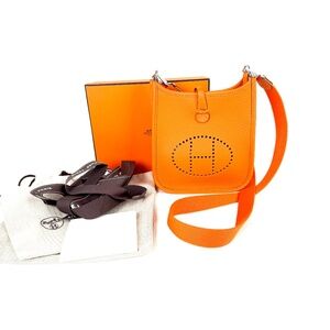 HERMES Mini Evelyne TPM 16 Orange Leather 2025 Crossbody Bag